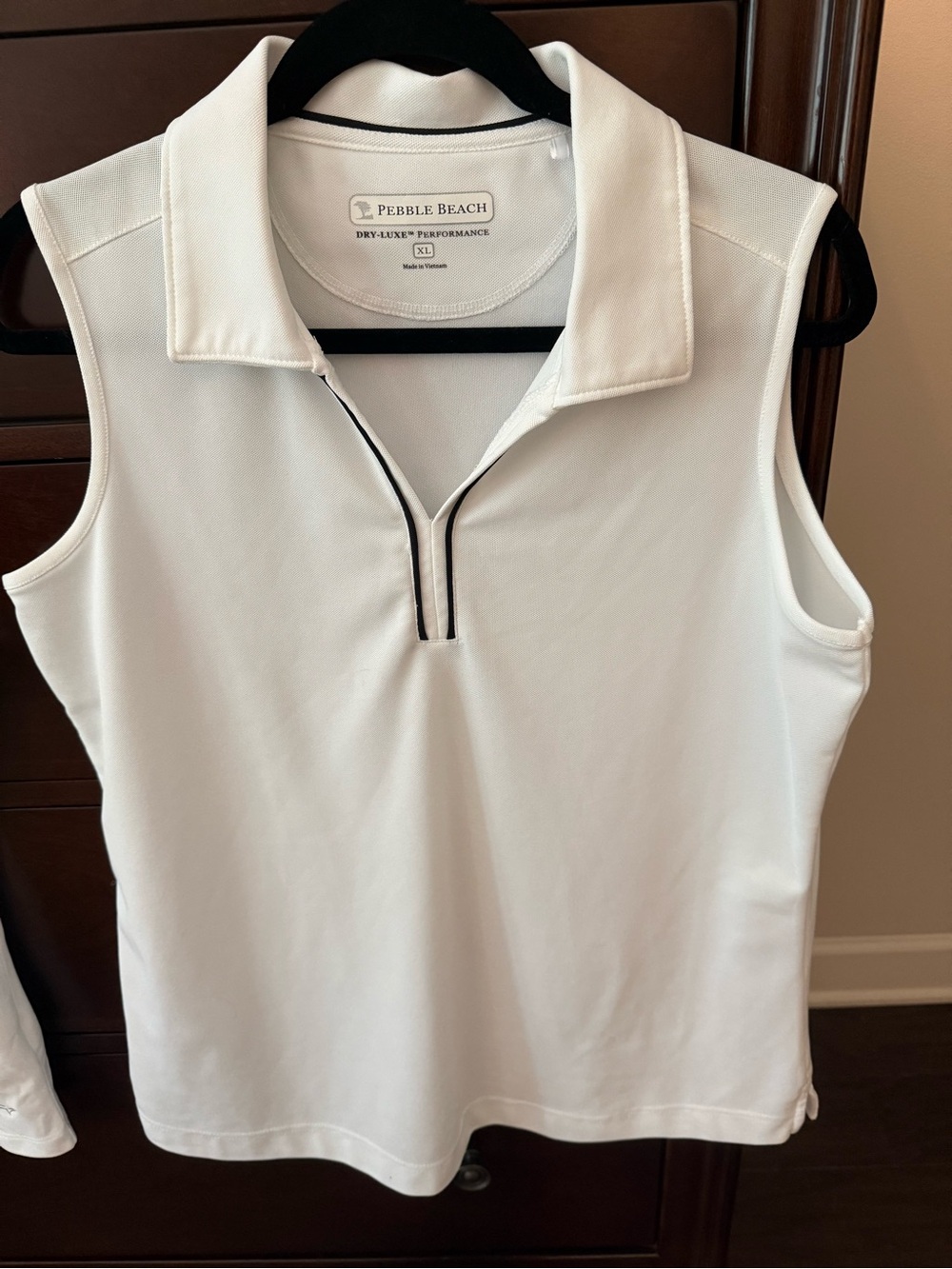 Pebble Beach Ladies Golf Top white with black piping
